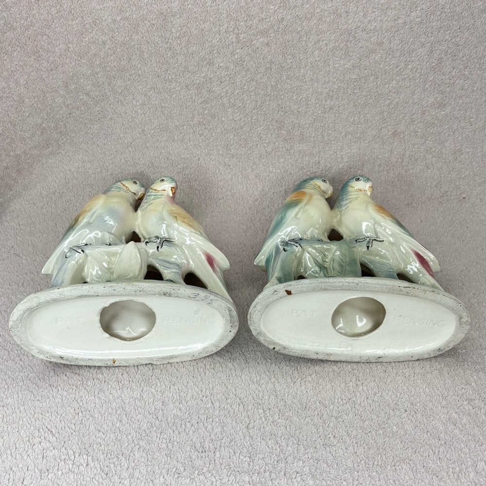 Vintage Spaulding China Co Parakeet Bird Figurine Set 1950s Lovebirds VTG Retro - Picture 10 of 14